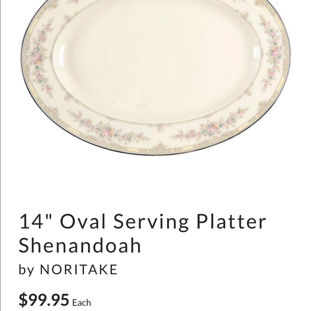 EUC NORITAKE SHENANDOAH OVAL PLATTER  SILVER TRIM